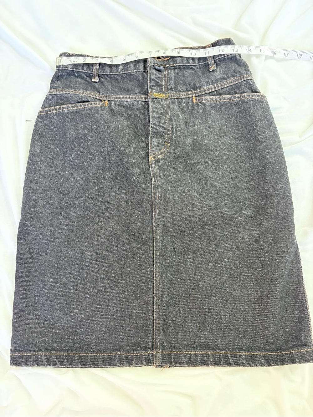 Marithe Francois Girbaud Vintage Y2K Washed Black Denim Pencil Skirt -Sz S